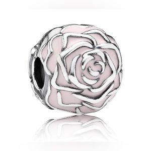 Pandora Sterling Silver Rose Garden Clip with Pink Enamel - Retired